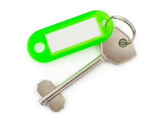 Key with label isolated on white background