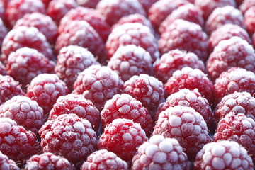 Gefrorene Himbeeren mit Frost