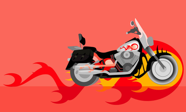 vector image of motorcycle with flame