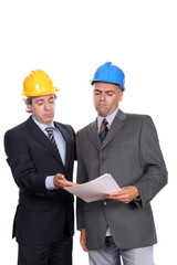 businessmen in a meeting, discussing new project, isolated