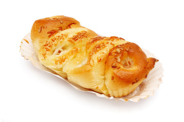 A chicken ham bread isolated on white background.