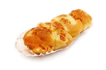 A chicken ham bread isolated on white background.