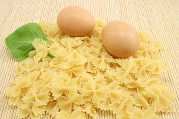 fresh macaroni, eggs and lettuce