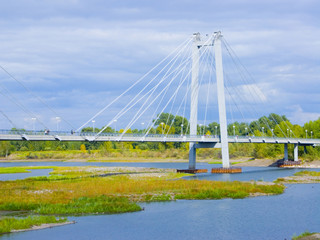 The image of the foot bridge through Yenisei