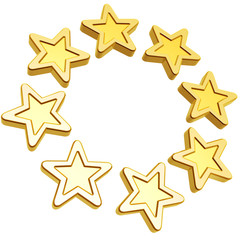 golden stars circle array isolated on white background