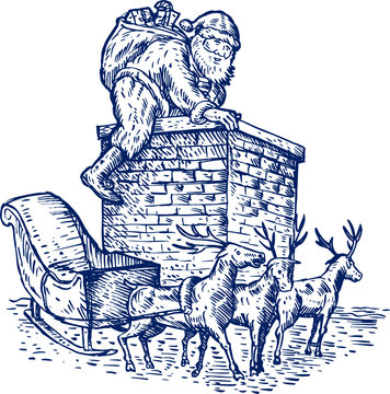 Santa climbing down the chimney