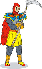 Superhero with scythe