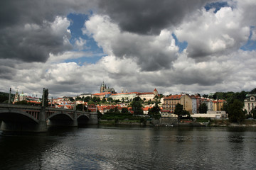 Beautiful cityscape of Prague across the Vltava river