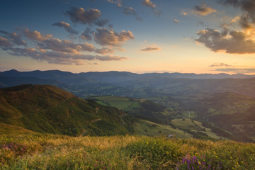 Mountain landscape with cloudy sky in North of Spain