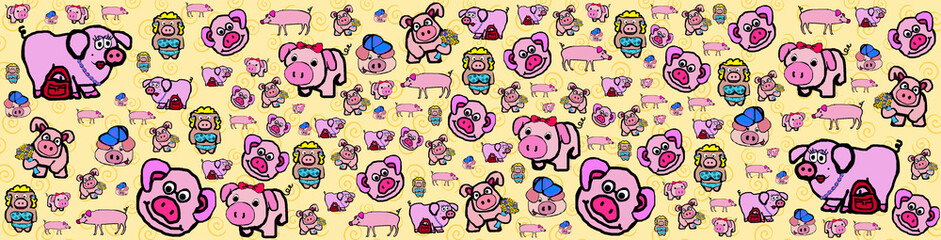 Oink! Oink! Piggy! Cartoon Border