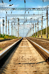 Long view of railway with heat haze