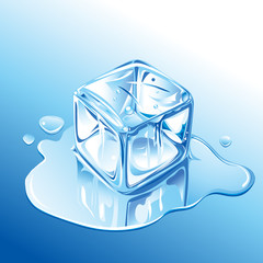 Melting Blue Ice Cube