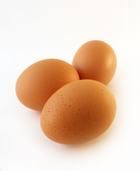 Three eggs isolated on the white background