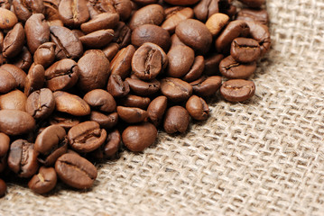 coffee grains On a sacking