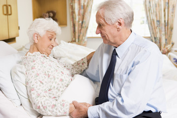 Senior Man Visiting His Wife In Hospital