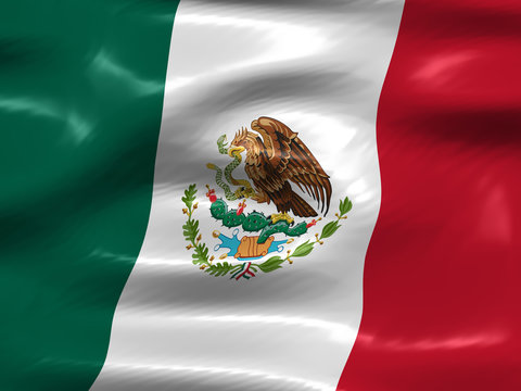 Flag of Mexico, CG-illustration, silky appearance and waves
