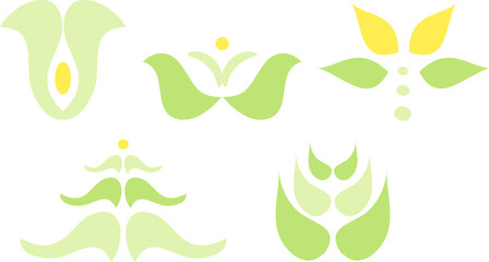 Pflanzen-Symbole (grün/gelb) für Logo-Design, etc.