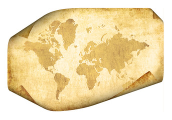 Fototapeta na wymiar Pergamino con mapa del mundo