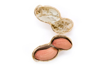 Peanuts with white background, close up