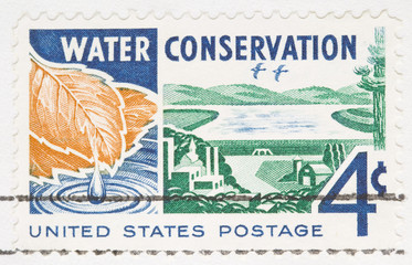 this is a Vintage 1960 canceled US stamp Water conservation