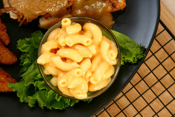 Bowl of macaroni and cheese.