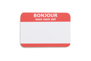 French hello name tag isolated on white background © M. Dykstra