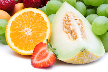 slice fresh fruits on white background
