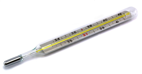 Clinical thermometer on a white background