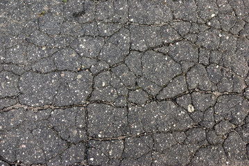 Very old asphalt - set of the cracks, damaged by weather.