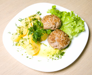 burger and potato