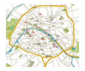 Obraz premium Mapa miasta Paryż