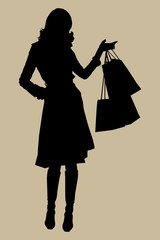 silhouette femme shopping
