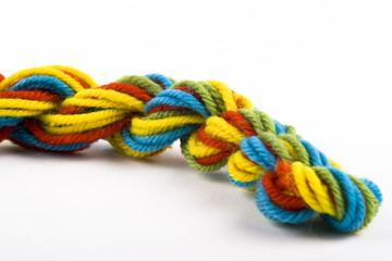 the colorful wool threads on the white