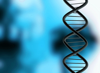 DNA over a medical illustration in blue and black