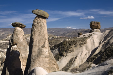 Strange and amazing stone formations in Cappadocia, Turkey