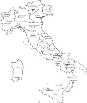 Regioni d'italia (separate) B/N
