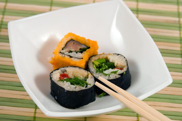 Plate from a susi and roll.