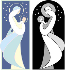 Virgin Mary and Baby Jesus Illustration - 9363674