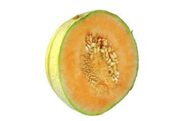 Netzmelone aufgeschitten halbprofil