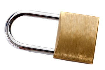 Lock iron closed isolated with a reflection on the floor