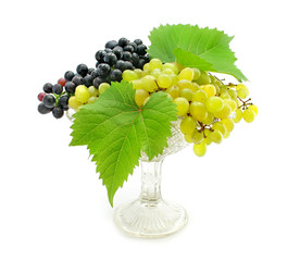cluster green and blue grape isolated on white background