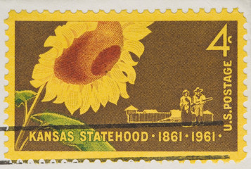 This is a Vintage 1961 Stamp Kansas Statehood