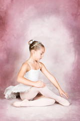 Young dancer wearing a tutu and tiara