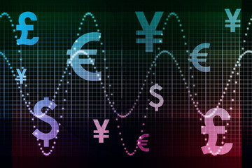 Blue Purple Financial Sector Global Currencies Abstract