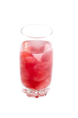 object on white - red cocktail with Ice cubes