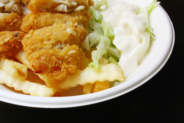 Fish n Chips With Vegetables and Tartar Sauce