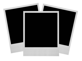 three photo frames on white background,