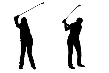 Obraz premium silhouette qui joue au golf