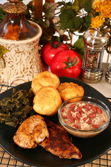 Cajun flavored catfish and chicken.