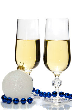 Champagne glasses with beads, isolated